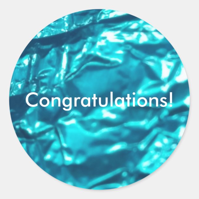 Pegatina Redonda Azul metálico, felicitaciones Feliz cumpleaños (Anverso)