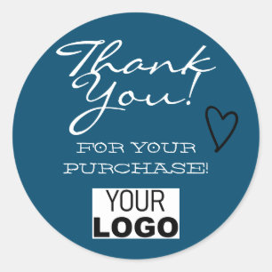 Pegatina Redonda Azul Minimalista Gracias Etiquetas Logotipo del Co