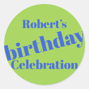 Pegatina Redonda Azul Negrita En La Fiesta De Cumpleaños Verde Lime
