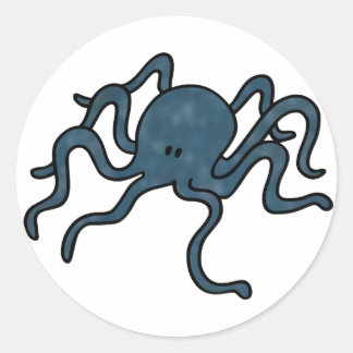 Pegatina Redonda Azul octopus