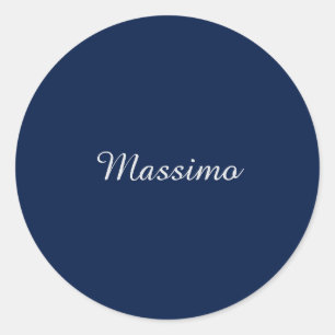 Pegatina Redonda Azul oscuro elegante casual escritura a mano propi