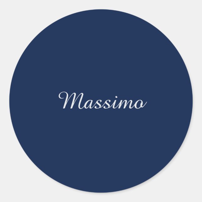 Pegatina Redonda Azul oscuro elegante casual escritura a mano propi (Anverso)