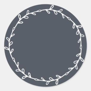 Pegatina Redonda Azul oscuro rústico casero para escribir