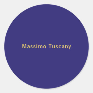 Pegatina Redonda Azul oscuro y dorado minimalista moderno profesion