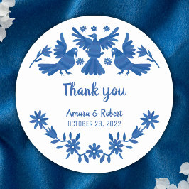 PEGATINA REDONDA AZUL OTOMI MEXICAS GRACIAS