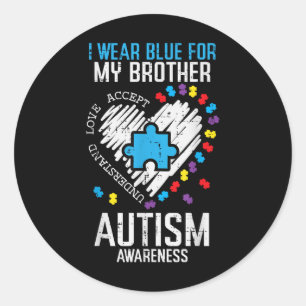 Pegatina Redonda Azul Para Mi Hermano Hermana De La Familia De Conc