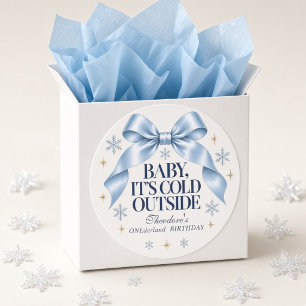 Pegatina redonda azul personalizada Baby, hace frí