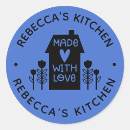 Pegatina Redonda Azul personalizado casero con amor