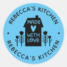 Pegatina Redonda Azul personalizado casero con amor clásico redondo