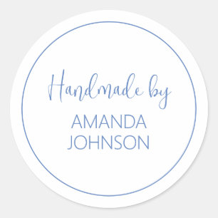Pegatina Redonda Azul Personalizado Hecho a Mano Por