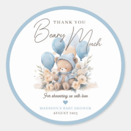 Pegatina Redonda Azul Podemos Esperar A Baby Shower Favor