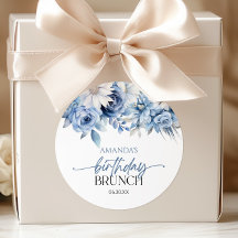 Azul Polvoriento Floral Flores Cumpleaños Brunch F