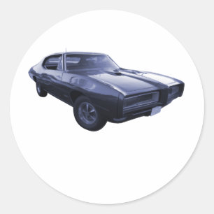 Pegatina Redonda Azul Pontiac 1968 GTO