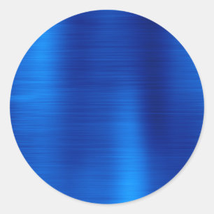 Pegatina Redonda Azul Real Metálico en Blanco