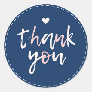 Pegatina Redonda Azul rosa lindo, gracias por la compra