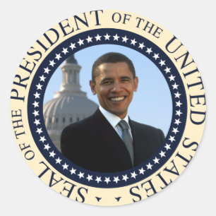 Pegatina Redonda Azul sellado de Obama