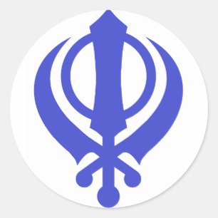 Pegatina Redonda Azul sikh de Khanda