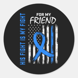 Pegatina Redonda Azul, su lucha es mi lucha contra la diabetes.