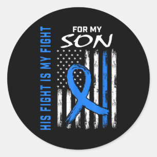 Pegatina Redonda Azul, su lucha es mi lucha contra la diabetes.