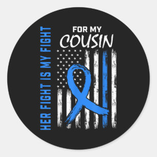 Pegatina Redonda Azul, su lucha es mi lucha contra la diabetes.
