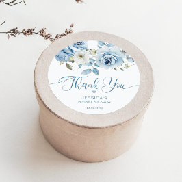 Pegatina Redonda Azul turbio Algo azul novia gracias