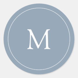 Pegatina Redonda Azul turbio | Monograma Boda