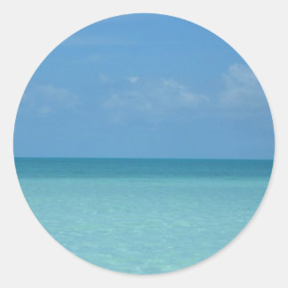 Pegatina Redonda Azul turquesa tropical del horizonte del Caribe