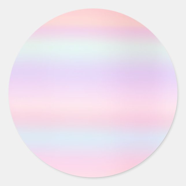 Pegatina Redonda Azul Unicornio rosa Ombre Pastel Rubor en polvo (Anverso)