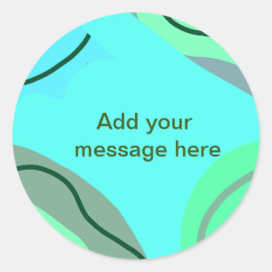 Pegatina Redonda Azul verde negro pastel abstracto agregar texto de