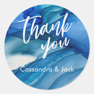 Pegatina Redonda Azul Verde Verde azulado Líquido Abstracto Art Cas