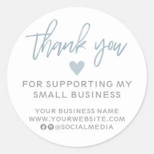 Pegatina Redonda Azul y blanco modernos Gracias