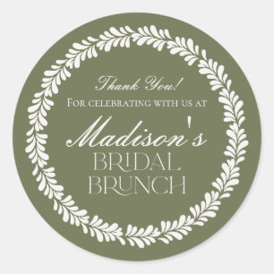 Pegatina Redonda Azulejo Verde Talavera Brunch Nupcial de Fiesta Es