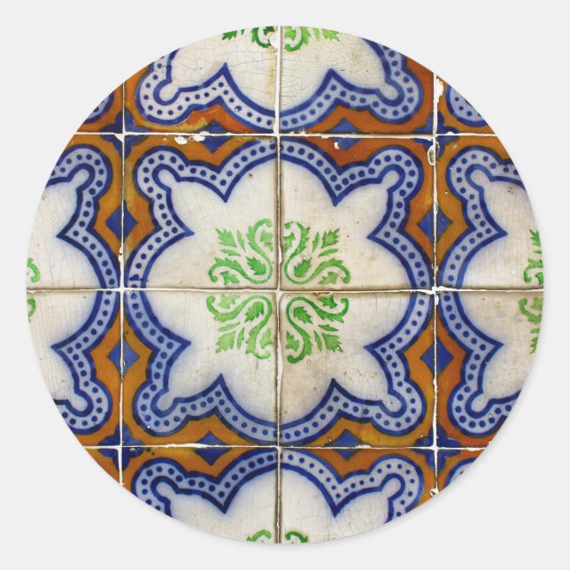 Pegatina Redonda Azulejos (Anverso)