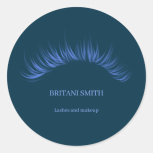 Pegatina Redonda Azulejos azul clásico, elegante