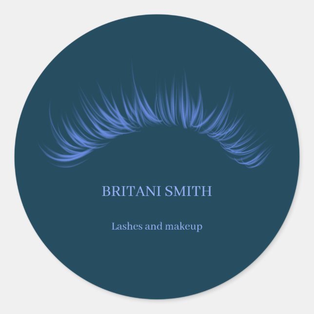 Pegatina Redonda Azulejos azul clásico, elegante (Anverso)