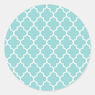 Pegatina Redonda Azulejos azules, Quatrefoil, barriles marroquíes