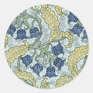 Pegatina Redonda Azules de Art Nouveau