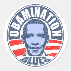 Pegatina Redonda Azules de Obamination