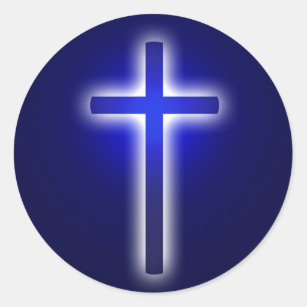 Pegatina Redonda Azules marinos cristianos religiosos de la cruz el
