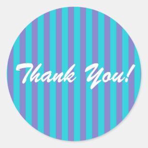 Pegatina Redonda Azules turquesas/raya púrpura