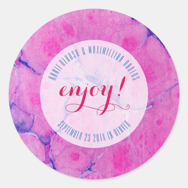 Pegatina Redonda Azules y rosados (Anverso)