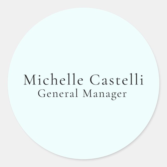 Pegatina Redonda Azure Blue Professional Unique Classical Simple (Anverso)