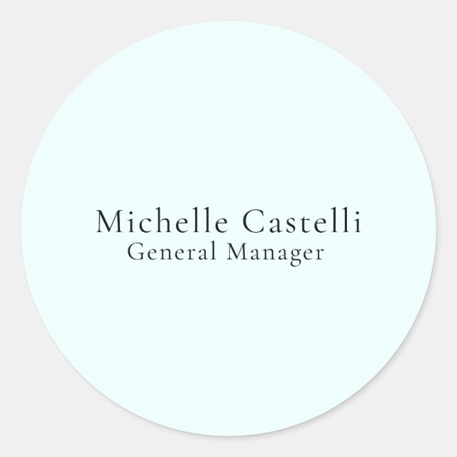 Pegatina Redonda Azure Blue Professional Unique Classical Simple (Anverso)