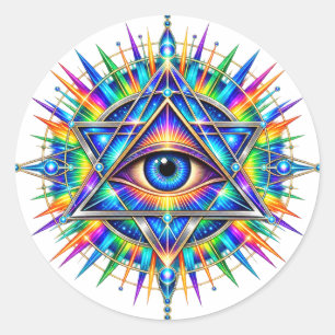 Pegatina redonda Azure Chevron Eye de 3 pulgadas