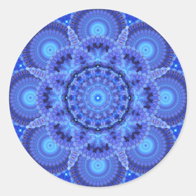 Pegatina Redonda Azure Harmony Mandala (Anverso)
