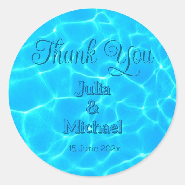 Pegatina Redonda Azure Turquoise Bleu Water Reflalism Minimalismo (Anverso)