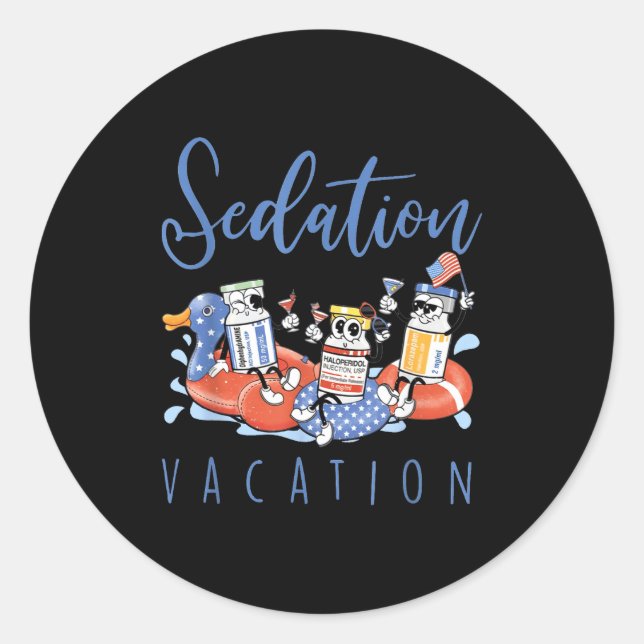 Pegatina Redonda B52 Chill The Fourth Out Icu Nurse Benadryl Haldol (Anverso)