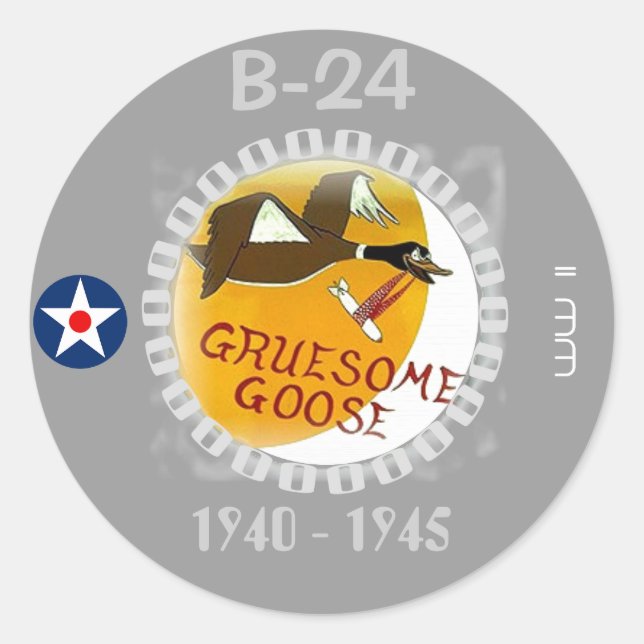 Pegatina Redonda B-24 LIBERADOR PESADO BOMBARDEO - Misc. Nose Art (Anverso)
