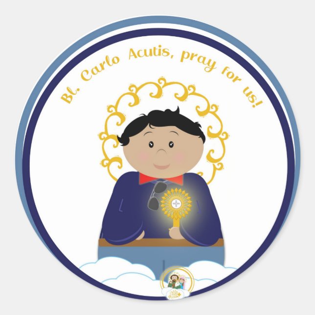 Pegatina Redonda B. Acutis de Carlo (Anverso)