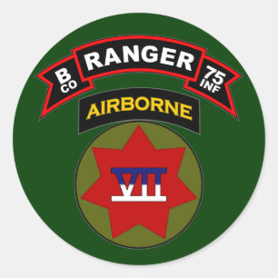 Pegatina Redonda B Co, 75º Regimiento de Infantería - Rangers, Alem